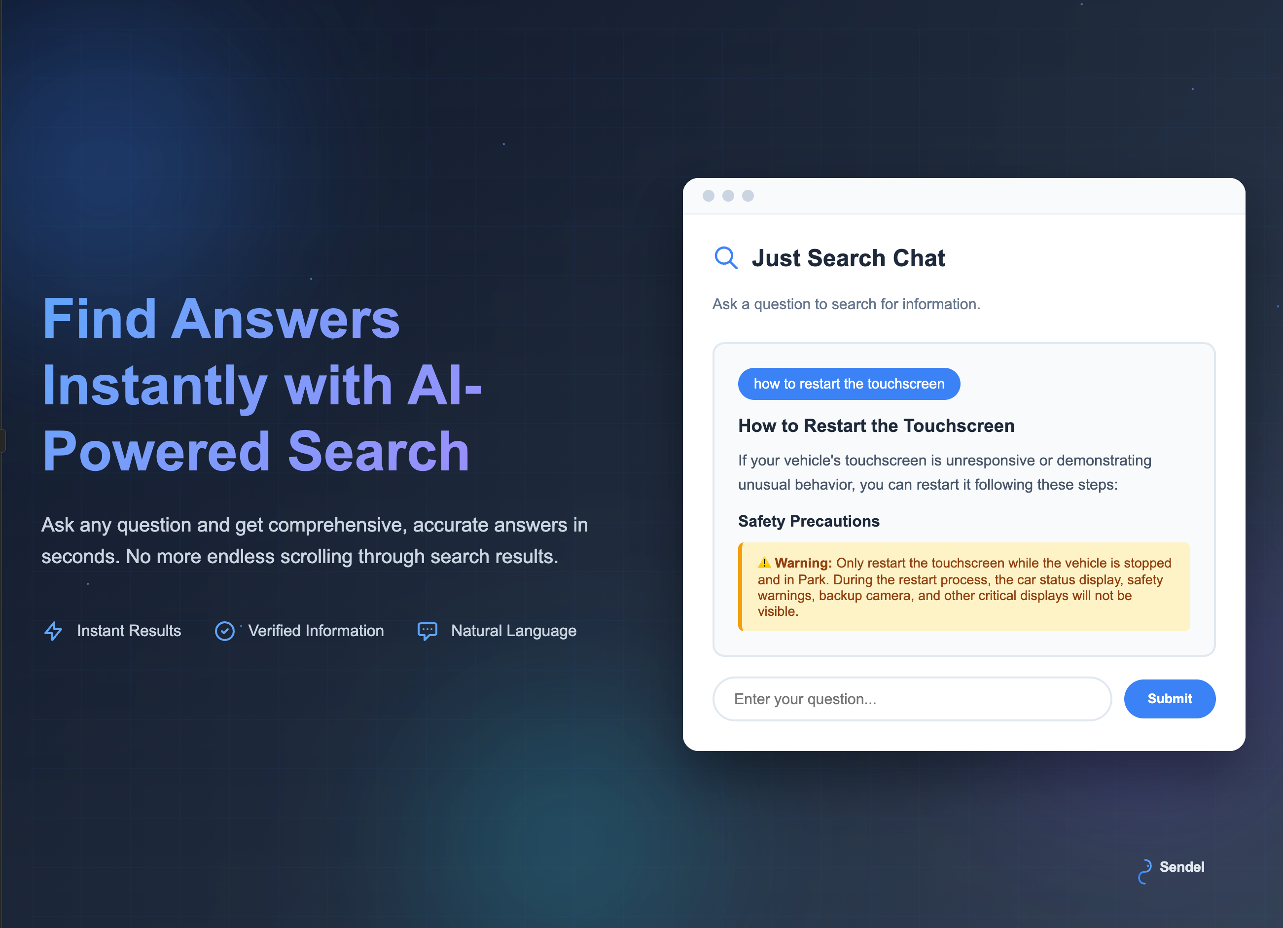 Just Search Chat assistant interface